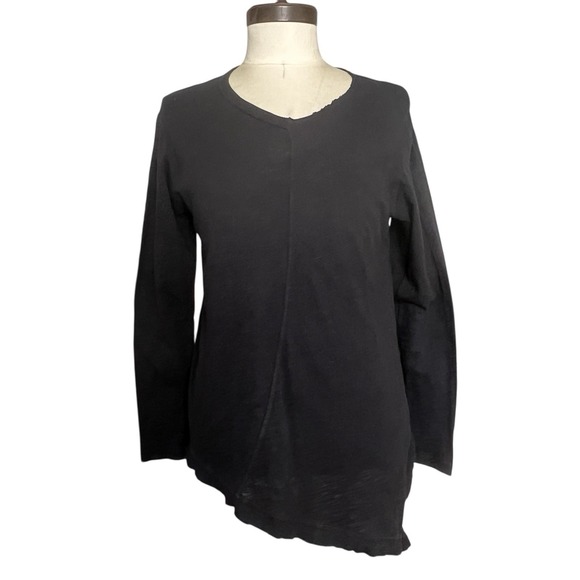 Wilt Tops - Wilt Asymmetrical Heathered Black Top Casual Relaxed Minimalist Pullover Size M